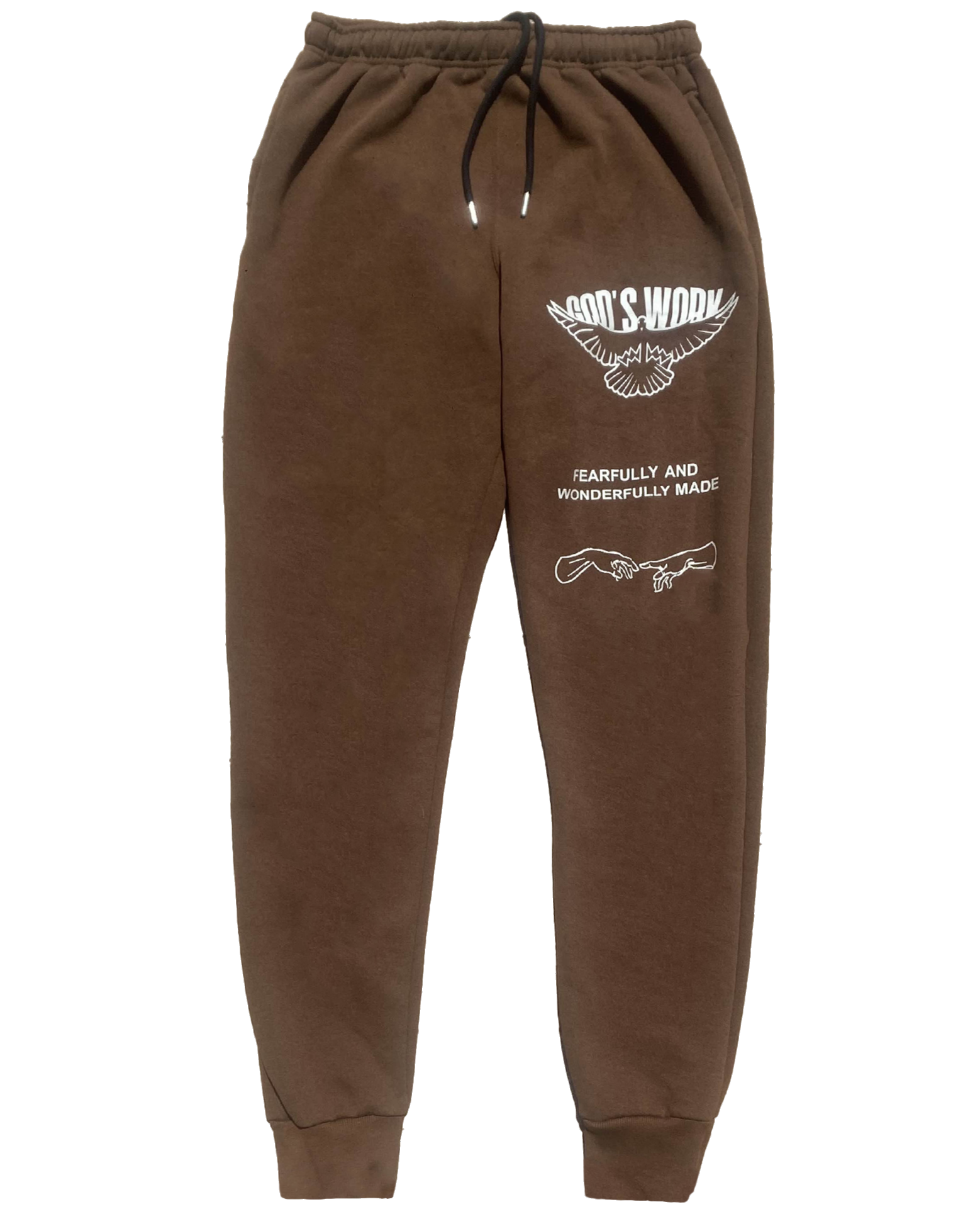 GOD'S WORK joggers in mocha brown